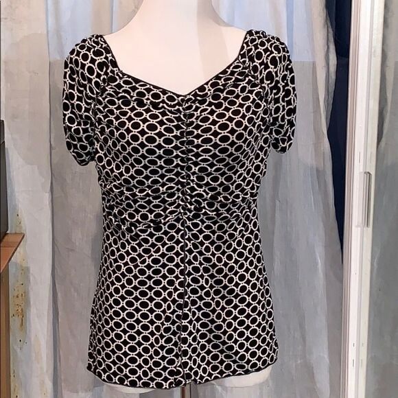 Euc Max Studio stretch ruched blouse circle sz m - Picture 2 of 5